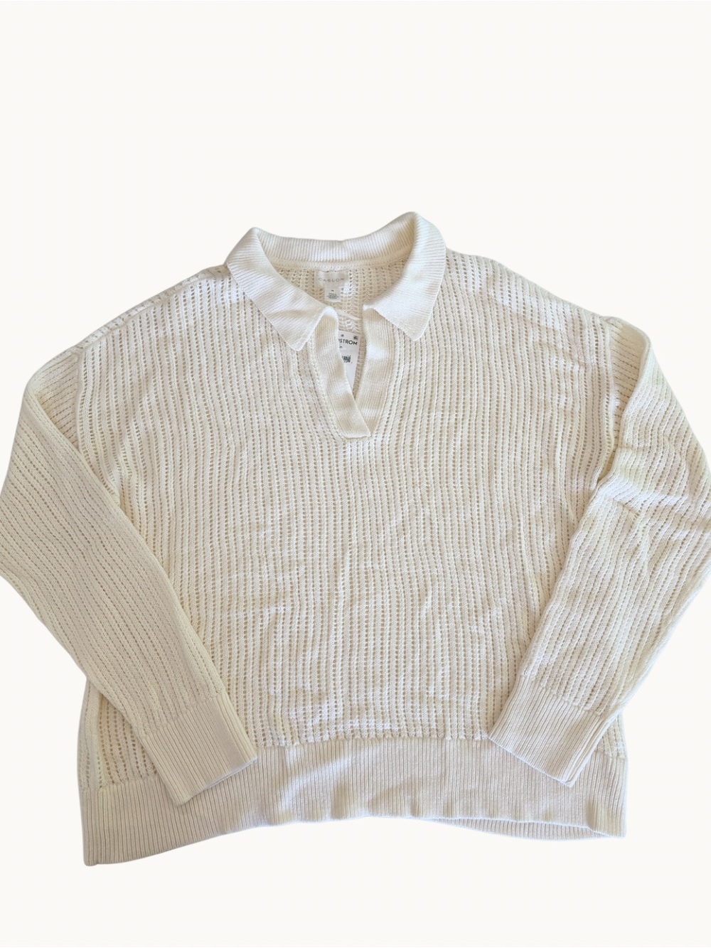 Caslon open-weave collared sweater, ivory